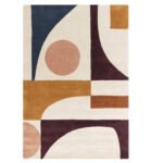Bauhaus Form Wool Rug – Rust, Sand & Charcoal | Art-Inspired Geometry