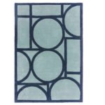 Circle Grid Wool Rug – Aqua & Navy | Modernist Geometry