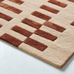 Gridcode Wool Rug – Cream & Brick Red Geometric Minimalist | Linear Modern Design - Image 3
