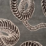Zebra Coil Wool Rug – Black & Ivory on Slate Grey | Modern Abstract Artistry - Image 2