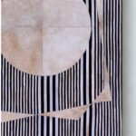 Monochrome Eclipse Wool Rug – Black, Beige & Tan | Modern Geometric Focus - Image 2