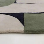 Modern Arcs Wool Rug – Ivory, Olive & Charcoal | Minimalist Geometric Form - Image 2