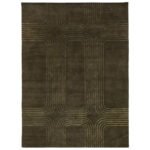 Olive Circuit Wool Rug – Deep Green & Bronze | Luxe Textural Minimalism