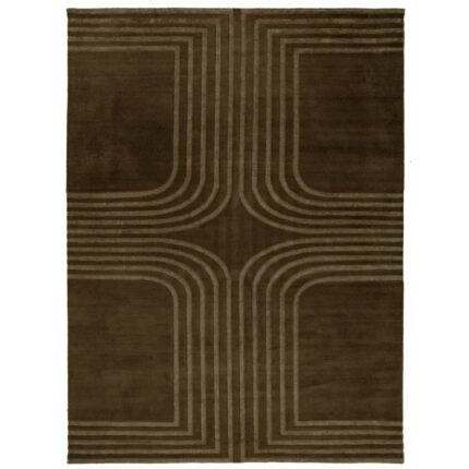 Bronze Axis Wool Rug – Deep Brown & Mocha | Sculpted Minimalist Geometry