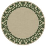 Beige Oasis | Geometric Rug | Beige & Green | Circular Rug