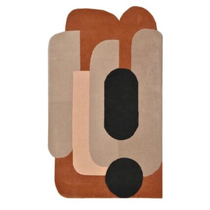 Soft Echoes | abstract organic form | brown, beige, soft peach & black | contemporary rug
