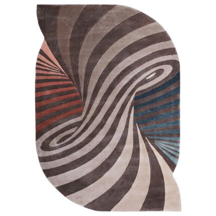 Spira | Geometric Rug | Brown, Beige, Blue & Rust |Grid & Lines