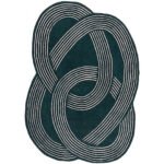 Eclipse Knot | Geometric Rug | Green |Grid & Lines