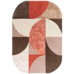 Retro Mirage | Geometric Rug | Brow, Beige & Rust |Grid & Lines