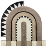 Desert Portal | Earth-tone rug | Ivory , Beige, Black | Irregular shaped