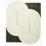 Looped Harmony | Geometric Rug | Green & white  |Grid & Lines