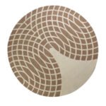 Spiraling Grid Wool Rug – Beige & Ivory | Modern Geometric Accent