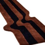Linear Flow Wool Rug – Rust & Black | Abstract Minimalist Runner - Image 2