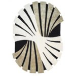 Radiant Burst Wool Rug – Ivory, Taupe & Black | Modern Sculptural Statement